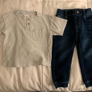 Zara Gray Buttoned Top, Levi dark joggers